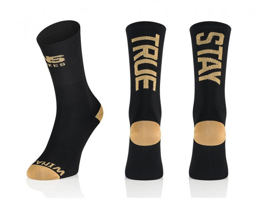 NS bikes STAY TRUE Socks - Black GOLD ponožky (v. 45-46)
