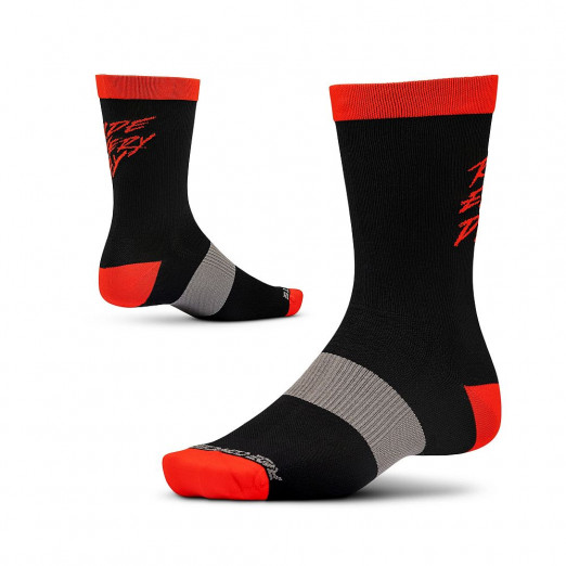 Ride Concepts Ride Every Day 8" ponožky - Black/Red